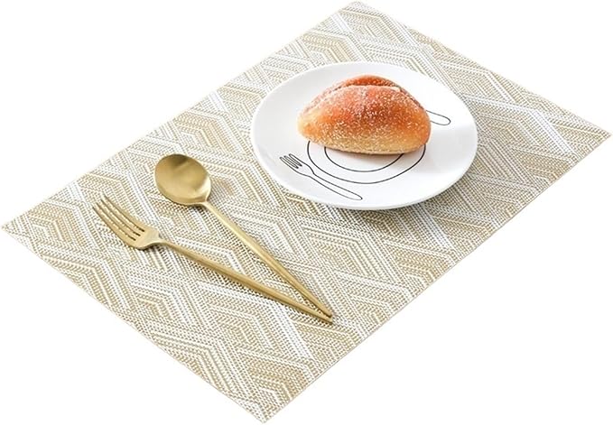 Heat- Placemats Set of 4 Stain Washable PVC Table Mats Kitchen Table mats for Dining Kitchen Table(Rhomb Cream,1pcs 45x30cm)