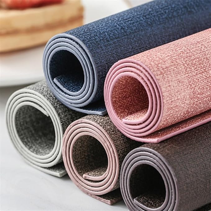 Faux Leather Heat Table Placemats Set of 1/4/6 Waterproof Wipeable Dining PU Place Mats for Indoor & Outdoor(TEX-Grey,45x30cm 4pcs)