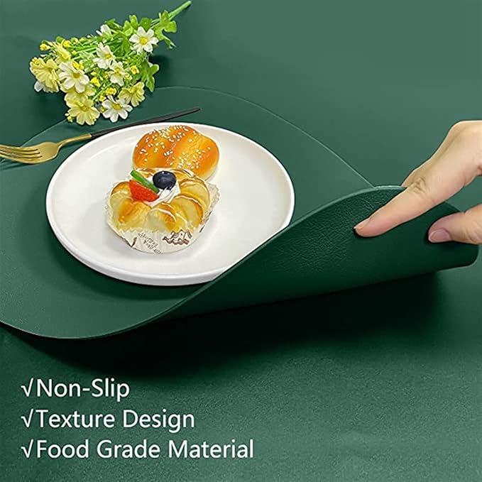Set of 1/4/6/10 PU Placemats for Table Non-Slip Coaster Leather Place Kitchen Accessories Pad Cup Wine Mat Set De Table(Cream Khaki,4sets)