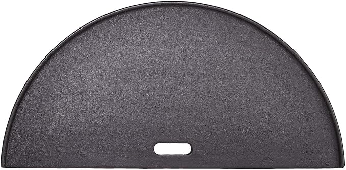 Kamado Joe Half-Moon Cast Iron Reversible Flat-Top Griddle with Smooth and Ribbed Surface for Classic Joe Charcoal Grill and Smokers in Black, Model KJ-HCIGRIDDLE