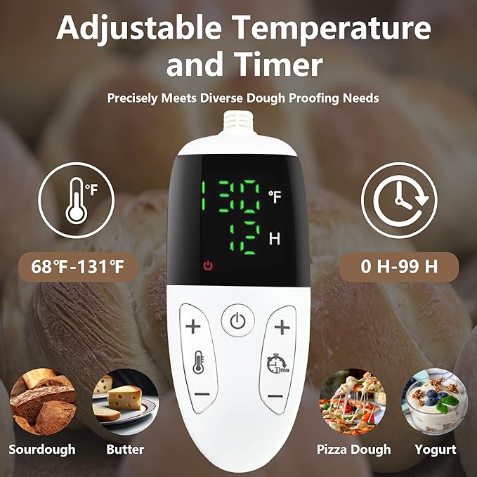Bread Proofing Box, Three-sided Heating Foldable Zippered Sourdough Warmer Heater w/Adjustable Temperature & Timer Controller, Pizza Dough Proofing Sour Dough Starter Kit Making Baking Supplies Gifts