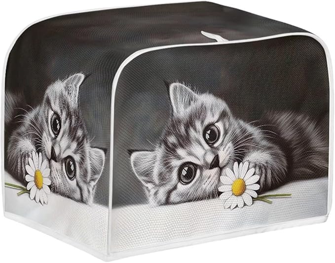 Doojoayie Cute Cat Toaster Cover for Kitchen Small Appliance Bread Machine Protector Washable Oven Cover 2 Slice Kitchen Decorative Accessories