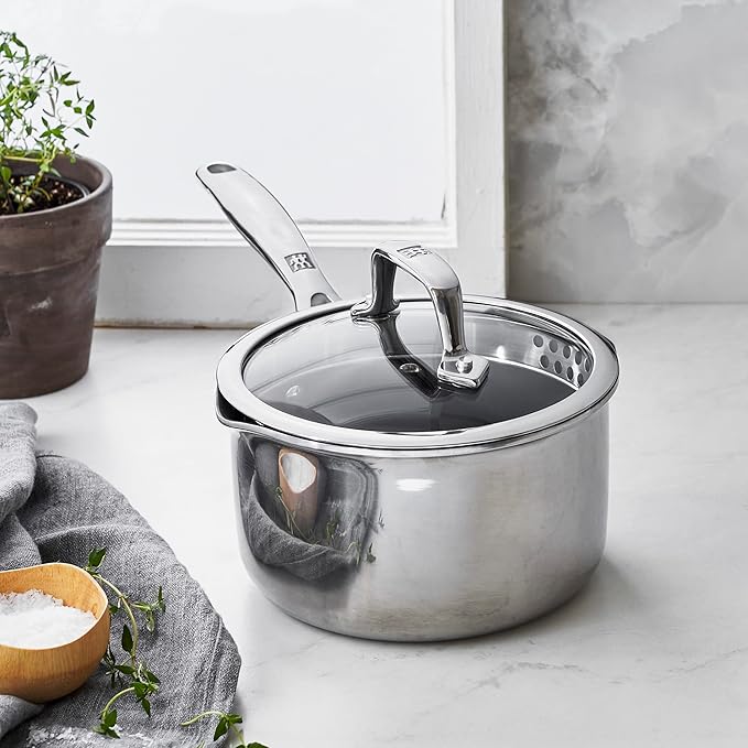 ZWILLING Energy Plus 2-qt Stainless Steel Ceramic Nonstick Tall Saucepan