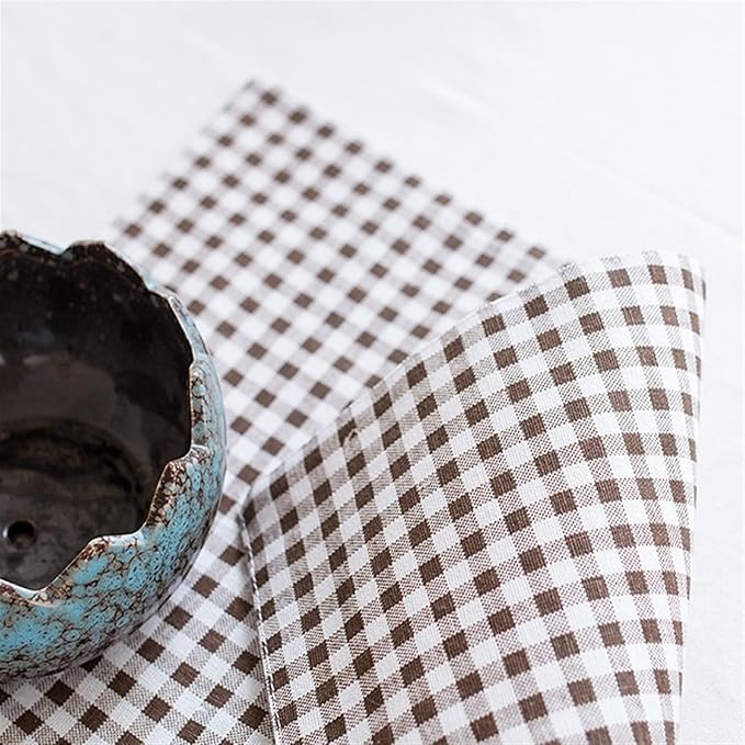 Modern Checked Fabric Table Mats Simple Design Tableware Kitchen Tool Table Decor Cotton Placemat Set of 4(1pcs)