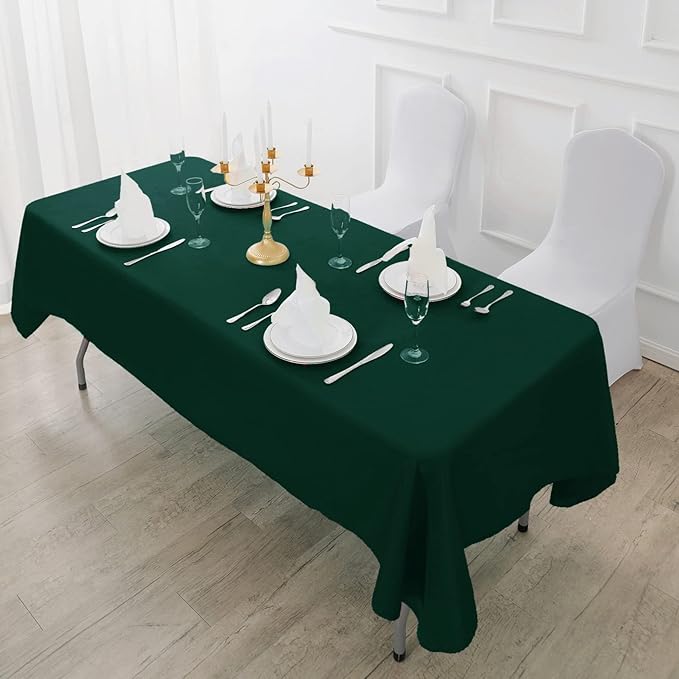Fokitut 2 Pack Waterproof Rectangle Tablecloth, 60x102 Inch, Stain Resistant and Wrinkle Polyester Table Cloth, Fabric Table Cover for Kitchen Dining, Wedding, Party, Holiday Dinner-Hunter