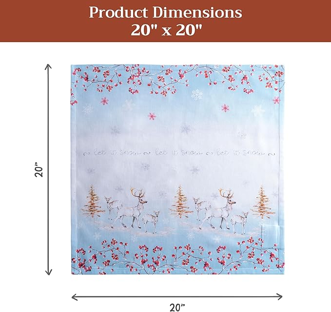 Maison d' Hermine Cloth Napkins Set of 4 100% Cotton for Thanksgiving Christmas Decorations Everyday Reusable Square Fall Napkins Cloth Washable Dinner Party (Fairy Tale Forest, 20"x20")