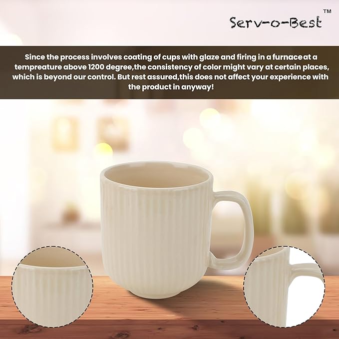 Ceramic Coffee Mugs with Handle Set – 2-Piece 11 Oz Ceramic Coffee Cups & 9" Tray, Handmade Ivory Color, Microwave Safe Gift Set for Tea Lovers, Home Kitchen Décor