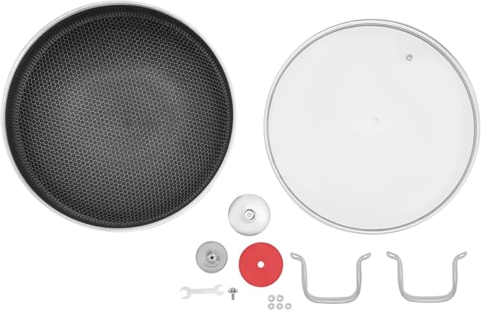 Wok Pan,Hybrid Wok with Lid,Non Stick Stainless Steel Woks & Stir-fry Pans Nonstick Frying Pan Dishwasher and Oven Safe, Works on Induction (14 inch)
