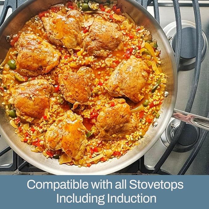 All-Clad D3 3-Ply Stainless Steel Fry Pan, 14 Inch, Induction, Oven Broiler Safe 500F, Lid Safe 350F, Pots and Pans, Cookware, Silver