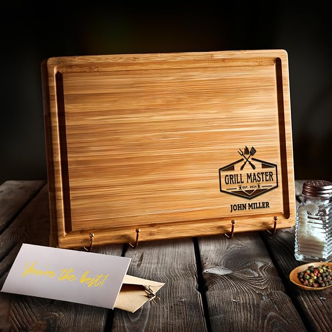 Father's Day Gift Cutting Board, Outdoor Customized Grilling Gifts for Men, Best Dad Engraved Birthday Gifts, Unique Barbecue Gifts for Men, Kitchen BBQ Grill Gift