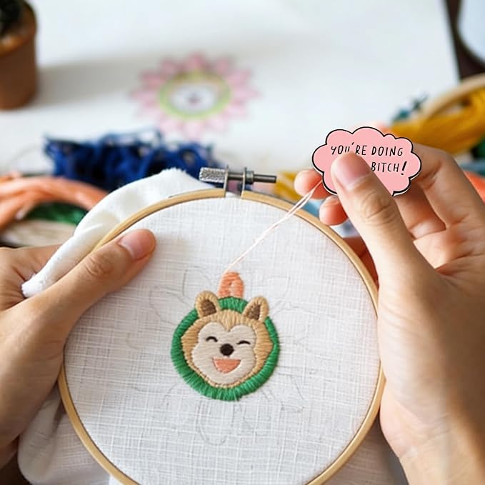 Needle Minder for Keeping Sewing & Embroidery Needles – Magnetic Needlepoint Holder, Cross Stitch Supplies – Secure & Decorative Needle Minders for Stitching & Crafting (You're Doing Great)
