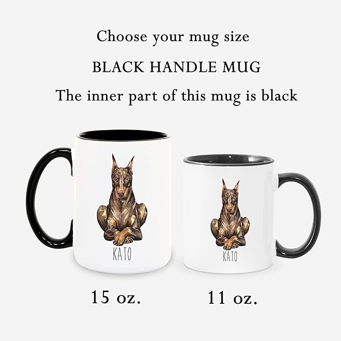 Brown Doberman Custom Coffee Mugs with Name for Dog Mom Dad - Personalized Gifts for Dog Lover - Red Doberman Pinscher