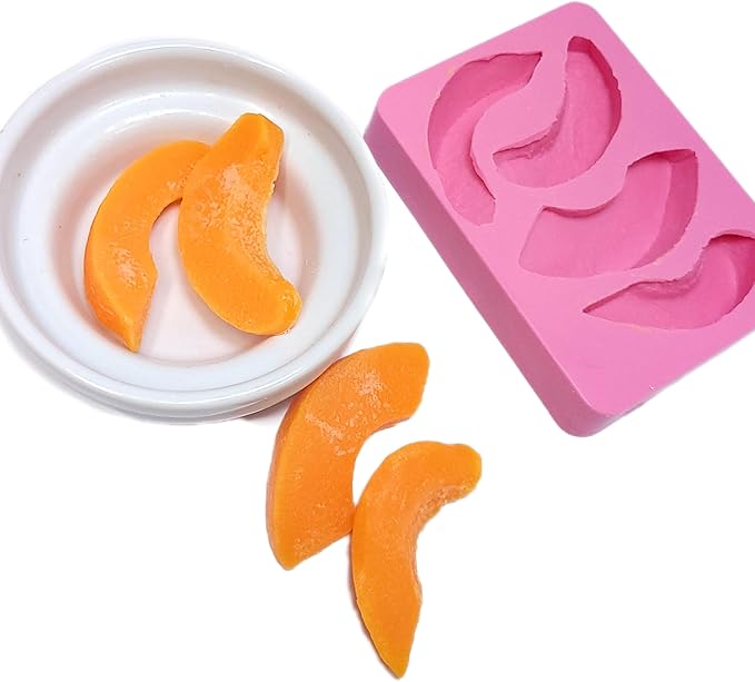 Natucraft Peach Slices Silicone Mold - Wax, Resin, Soap, Realistic Flexible - Turquoise Blue - Baking Molds