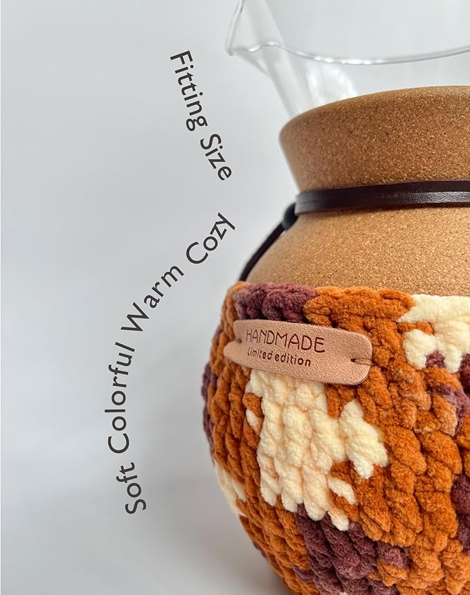 Handmade Crochet Coffeemaker Insulated Cozy For Bodum 34 Oz Pour Over Accessories Coffee Warmer Protection Cover Decor For Coffee Corner(Cozy Only No Coffeepot) (latte stripe)