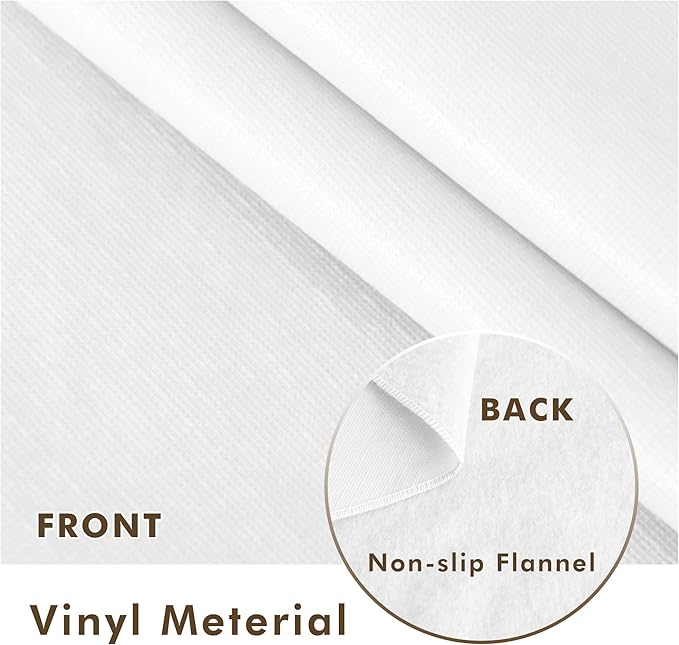 Nasitos 2 Pack White Rectangle Table Cover - 52x70 Inch Vinyl Plastic Table Cloth with Flannel Backing, Waterproof & Oil Proof for Wedding, Party, Special Events