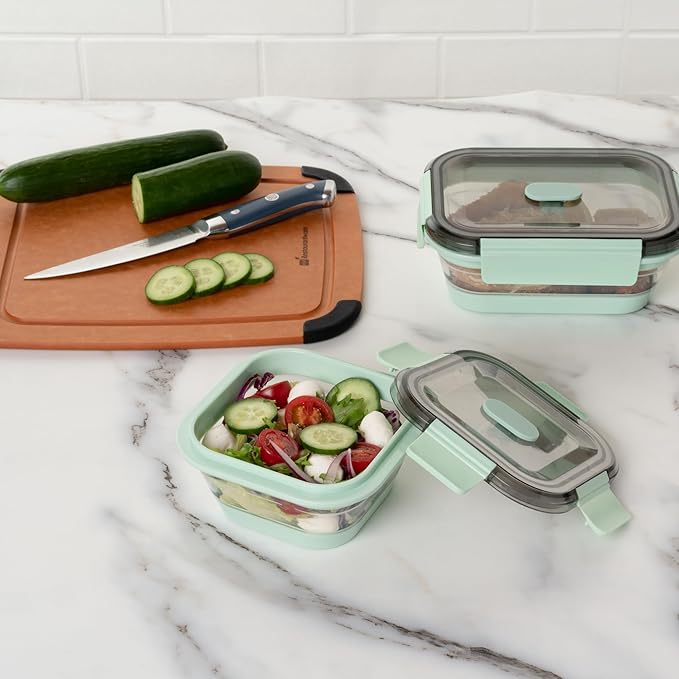 Restaurantware-Fresh Hero 17 Ounce Storage Containers, 20 Durable Airtight Food Containers - Microwavable, Freezable, Green Plastic Collapsible Container, Dishwashable, With Vented Lids
