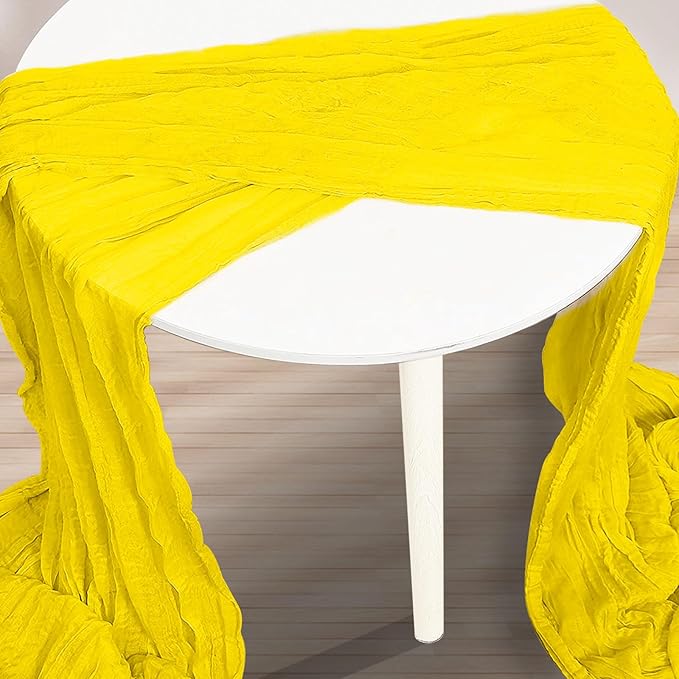 10 Pack Yellow Cheesecloth Table Runner 35x120 Inch 10Ft Rustic Gauze Cheese Cloth Table Runner Sheer Cheesecloth Table Runners for Wedding Party Bridal Shower Decoration