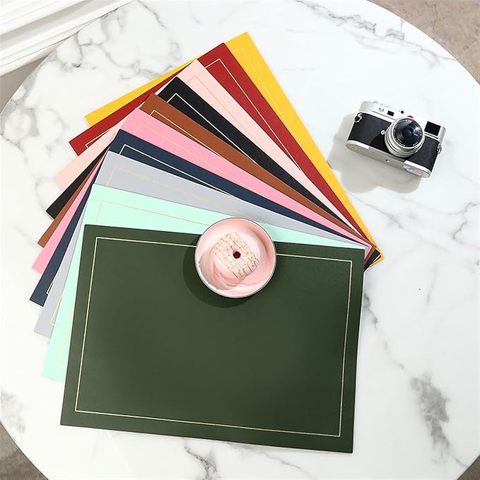 Leather Placemats Washable Table Pad Mat Rectangular Double Sided Tablemats Stain- Dining Disc Bowl Non-Slip Decoration(Wine red)