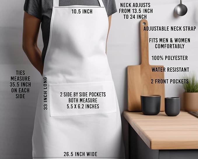 Personalized Baking Kitchen Apron with Two Pockets, Adjustable Neck Strap for Kitchen, and Baking, Bakery Tools, Mother's Father's Day gift