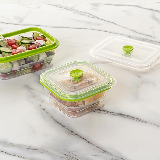 Restaurantware-Fresh Hero 16 Ounce Storage Containers, 20 Durable Airtight Food Containers - Microwavable, Freezable, Green Silicone Collapsible Container, Dishwashable, With Vented Lids