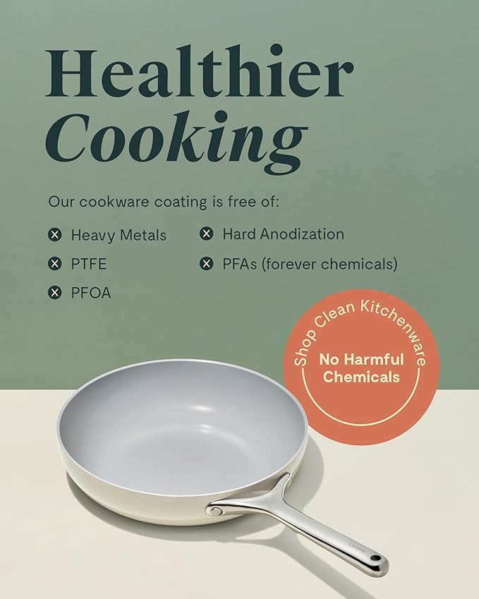 Caraway Nonstick Ceramic Frying Pan (2.7 qt, 10.5") - Non Toxic, PTFE & PFOA Free - Oven Safe & Compatible with All Stovetops (Gas, Electric & Induction) - Gray