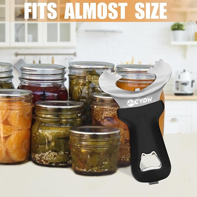 CYDW Mason Jar Opener Tool with Soft Touch Handle, No Lid Dents or Damage, Can Opener Manual Multi-Purpose, Easy Twist Manual Handheld Top Remover, Canning Supplies, Bottle Opener, Made for Lifetime