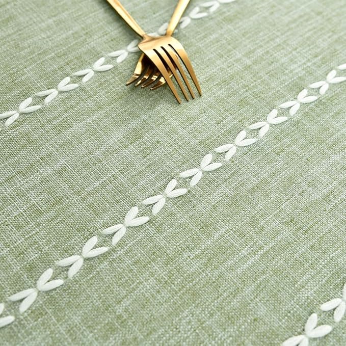 Zobesta Sage Green Table Cloth Round Tablecloth 53 Inch, Cotton Linen Tablecloth Round Dining Table Cove for Party, Holiday, Picnic, Dining, Outdoor,Fall