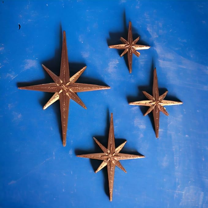 Midcentury Modern Vintage Style Atomic Starbursts Fridge Magnets Art Refrigerator Kitchen Décor 1960s Retro 50s Home Office MCM (Copper)