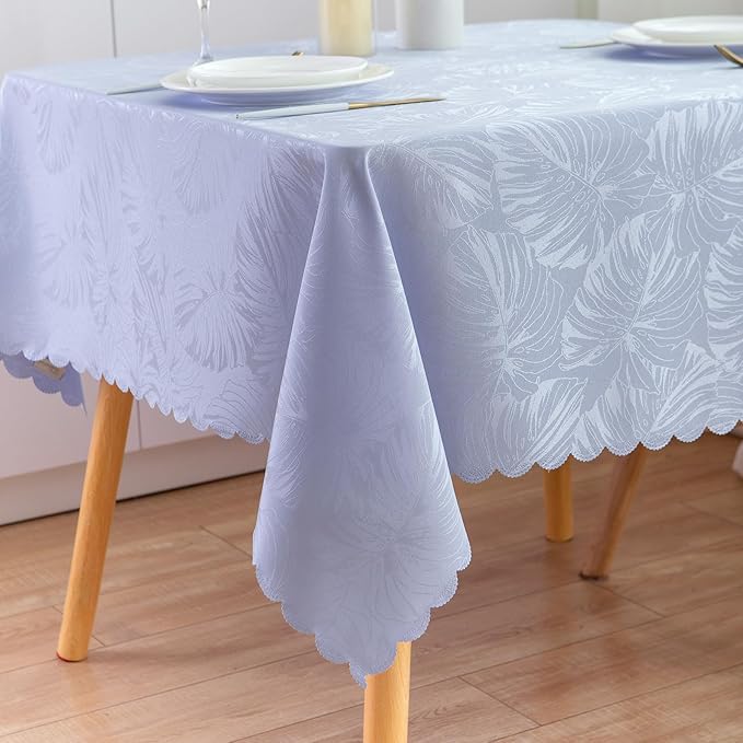 Rectangle Tablecloth Jacquard Purple Table Cloths Waterproof Washable Leaves Soft Woven Fabric Farmhouse Table Cover for Kitchen Dinning Outdoor Birthday Party Banquet Patio (60x102In)