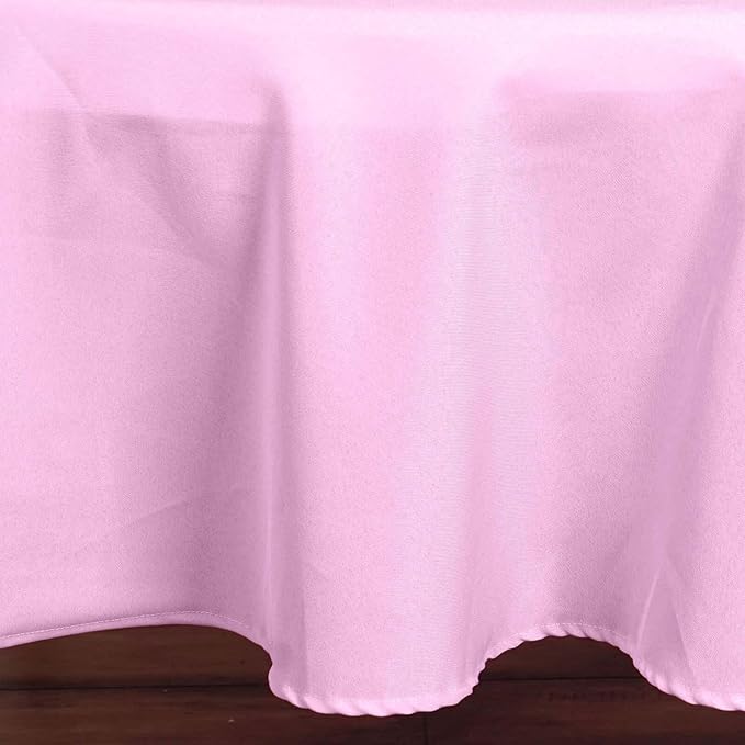 Efavormart Round Tablecloth, 90 Inch Stain & Wrinkle Resistant Washable Table Cloth, Decorative Polyester Fabric Table Cover for Banquet, Wedding, Dining- Pink