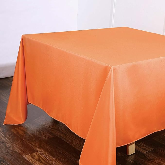 Efavormart 90" Square Polyester Table Overlay for Wedding Kitchen Dining Events - Orange