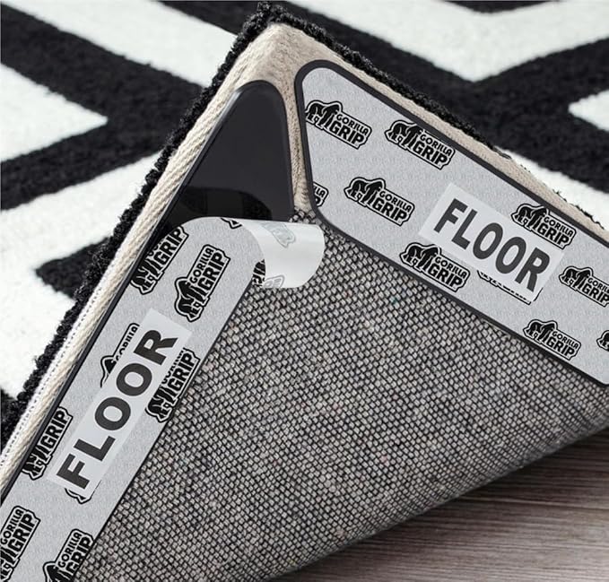GORILLA GRIP 16 Pc Rug Gripper Pads Keep Area Rugs Corners from Curling, Reusable Double-Sided Stickers Holds Down Carpet in Place, Grips on Tile and Hardwood Floors Helps Prevent Sliding, Home Décor