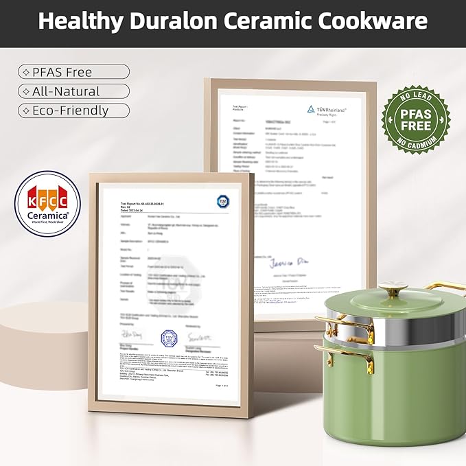 Nuwave Lux LE 13-Pc Cookware Set with Elegant Gold Handle, Diamond Infused Ceramic Non-Stick, PFAS Free, Premium Metal Lids, Ergonomic Stay-Cool Handles, Induction Ready & Compatible w/All Cooktops