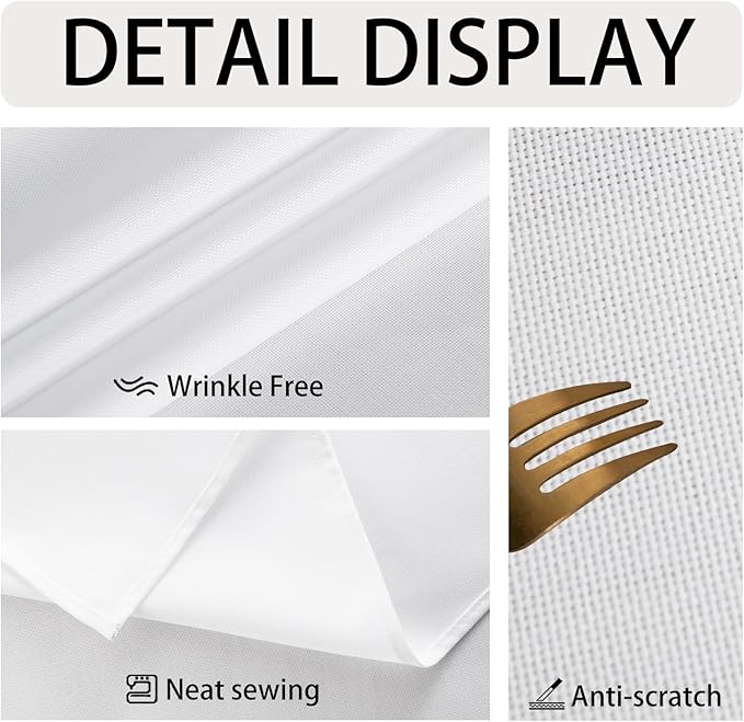 JIUZHEN 2 Pack Rectangle Table Cloth Faux Linen Farmhouse Tablecloth Wrinkle and Stain Resistant Decorative Fabric Table Cover for Kitchen, Dining Room, Parties and Camping, White, 54 x 80 Inch