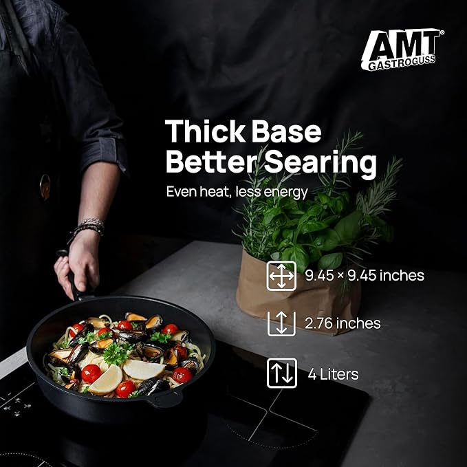 AMT Gastroguss The World´S [.] Casserole Frying pan for Induction, Diameter 28 cm, Height 7 cm, die-cast Aluminium, Lotan® Non-Stick Coating, for Fat-Free-Frying, AMZN-I-728-US