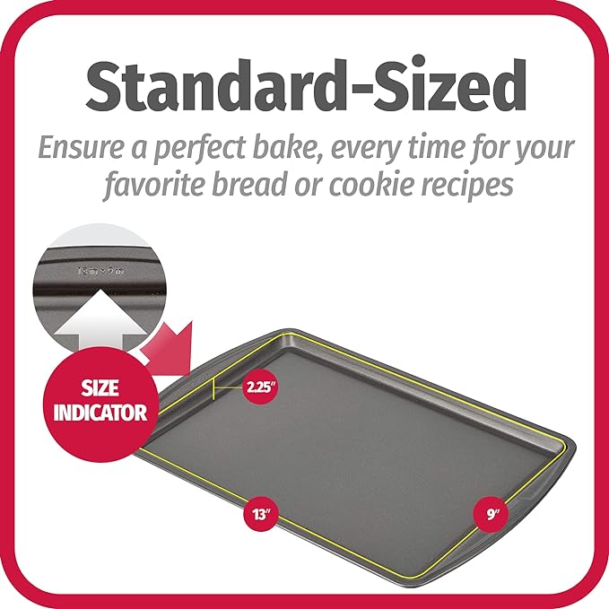 GoodCook Everyday Nonstick Carbon Steel 13” x 9” Baking Sheet Set, 3 Pack – Standard-Sized Carbon Steel Cooking Pans, Bakeware Set, Cookie Sheets for Baking, Oven Pan Set