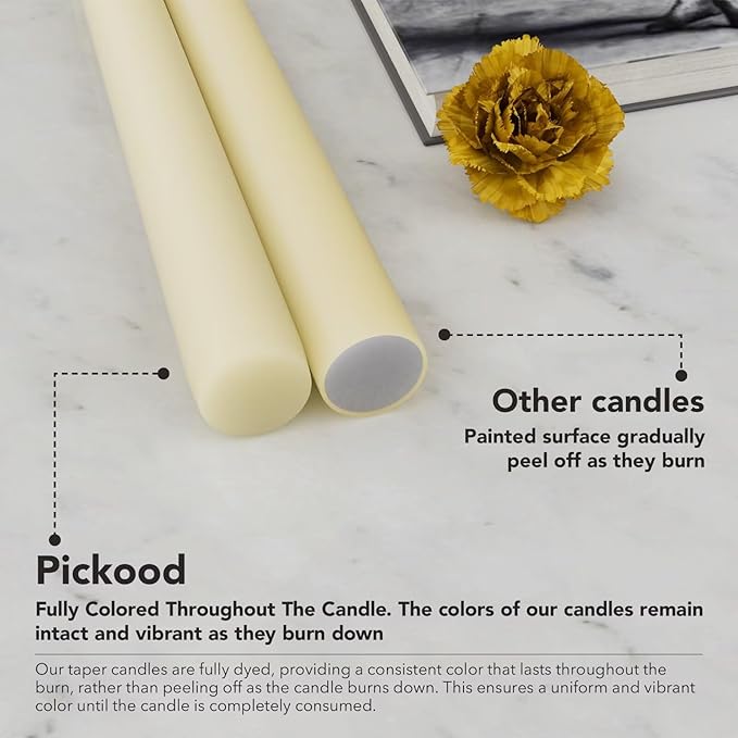 10-Inch Tall Dripless Taper Candles Set of 4 - Ivory Tapered Candles, Perfect for Wedding,Dinner - Smokeless, Unscented, Long Burning - Hand Poured, Colored Tall Candlesticks - Cream