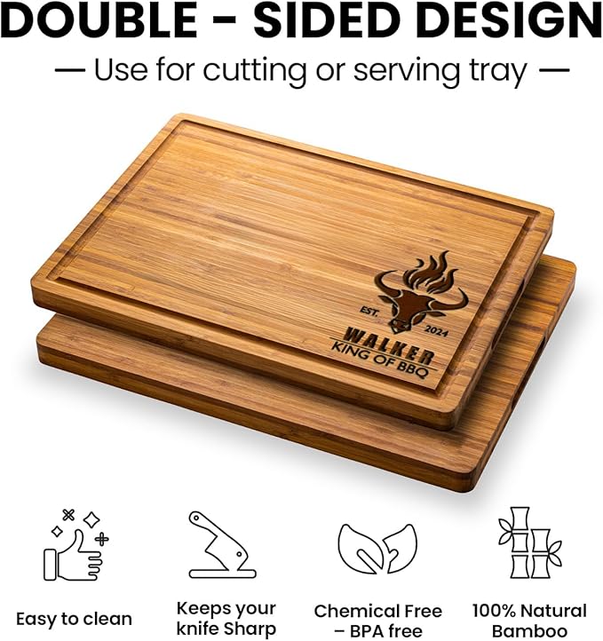 Father's Day Gift Cutting Board, Outdoor Customized Grilling Gifts for Men, Best Dad Engraved Birthday Gifts, Unique Barbecue Gifts for Men, Kitchen BBQ Grill Gift