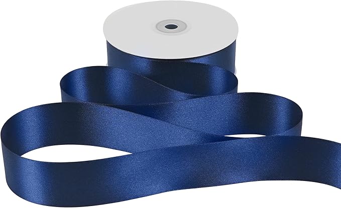 MEEDEE Navy Satin Ribbon 1-1/2 Inch Navy Blue Ribbon Lux Double Faced Satin Ribbons by 50 Yards Navy Blue Polyester Ribbons for Crafts, Weddings, Flower Bouquet, Holiday Decorating