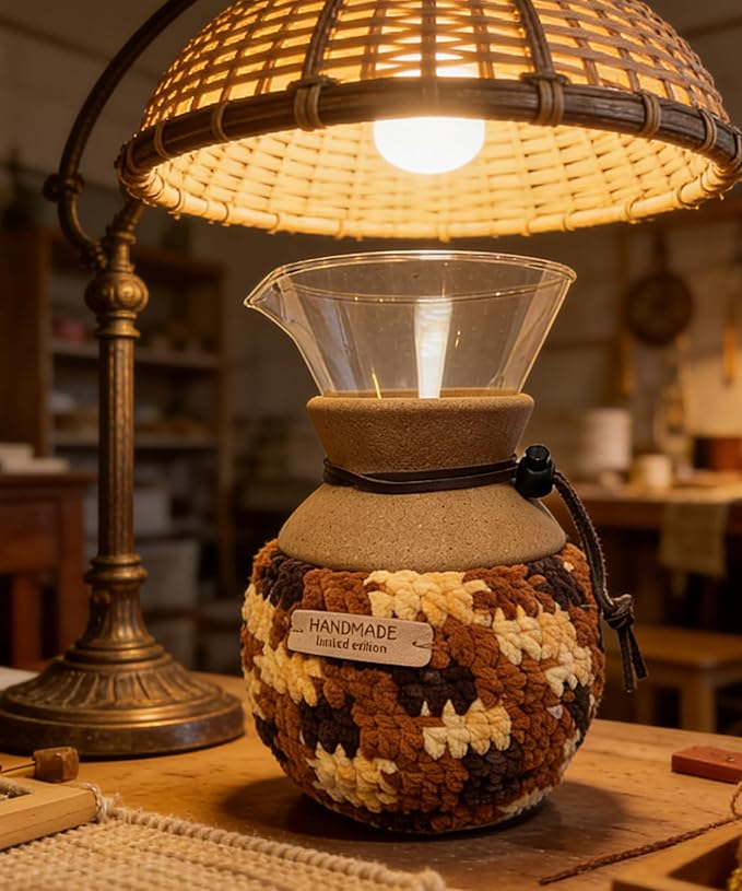 Handmade Crochet Coffeemaker Insulated Cozy For Bodum 34 Oz Pour Over Accessories Coffee Warmer Protection Cover Decor For Coffee Corner(Cozy Only No Coffeepot) (macchiato stripe)