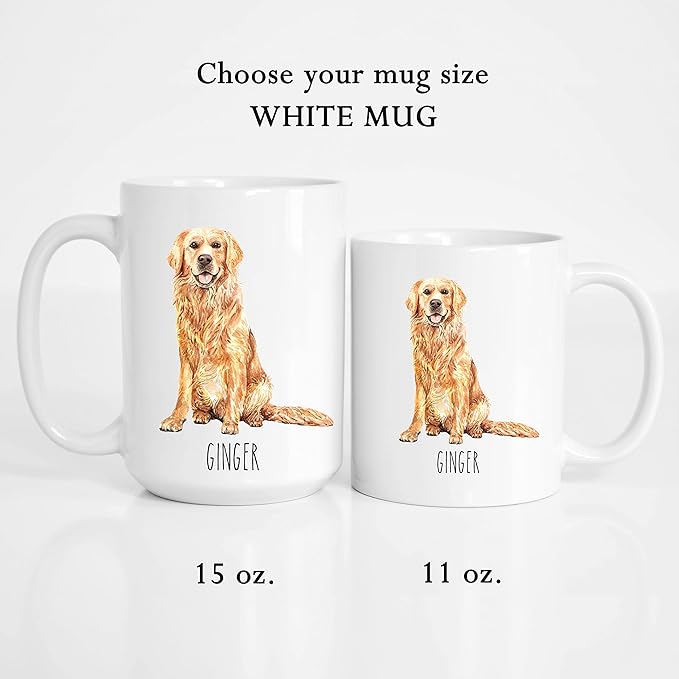Golden Retriever Custom Coffee Mugs with Name for Dog Mom Dad - Personalized Gifts for Best Friends - Grandma Grandpa Present (Golden Retriever)