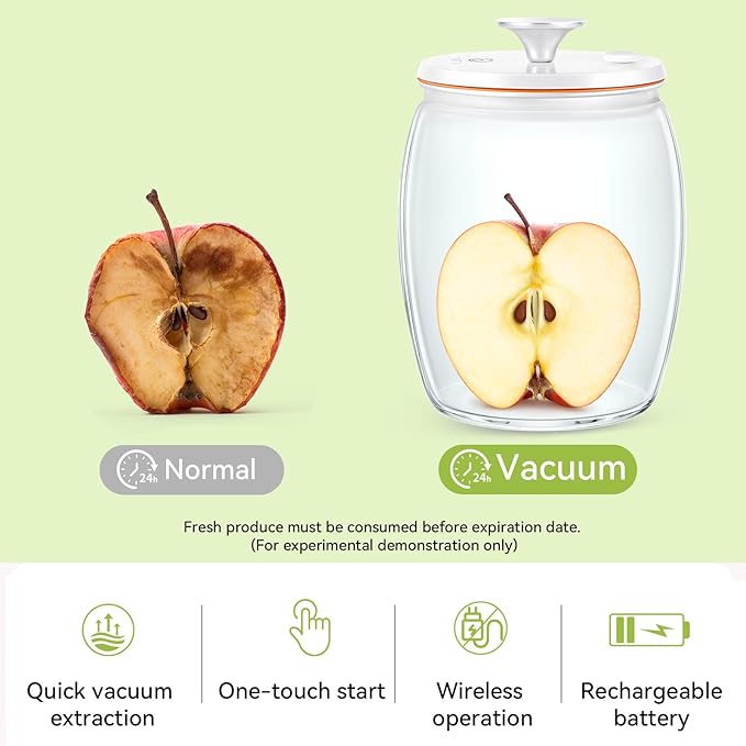 Secura VacGuard Fresh Canister, Electric Vacuum Canister, Smart Storage Container & Coffee Containers for Coffee Beans, Cookie & Pet Food 3 L, 101 oz