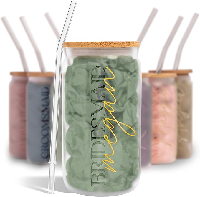 Sincerely, Me Elegant Frosted Tumbler For Bridesmaid Gifts, Personalized Glass Cup For Bridal Party Wedding Favors, Maid of Honor Cups for Bachelorette Party (FW1) (Mustard Gloss)