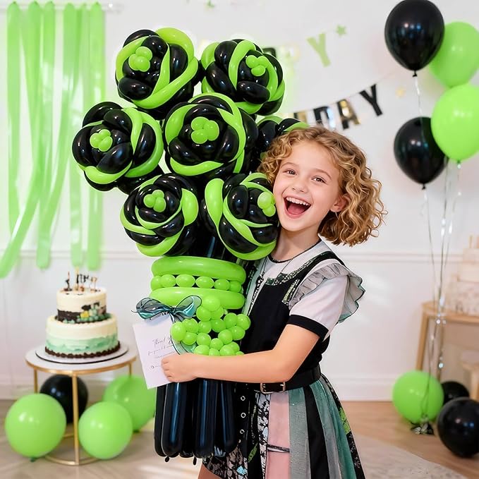KAWKALSH 260 Light Green Long Balloons for Balloon Garland Thickening Skinny Latex Twisting Animals Modeling Christmas Birthday Wedding Party Festival Decorations 100pcs