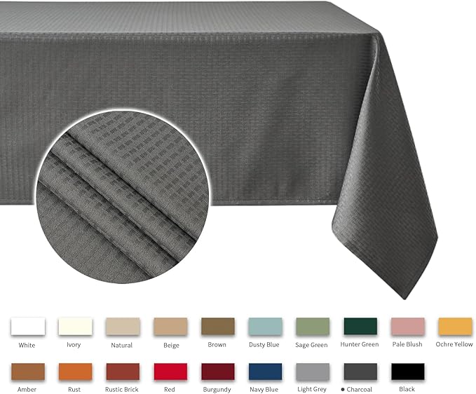 maxmill Square Tablecloth Water Resistance Antiwrinkle Spill Proof Weaved Texture Table Cloth, Decorative Fabric Table Cover for Banquet Parties Event Holiday Dinner, 70 x 70 Inch, Charcoal Gray