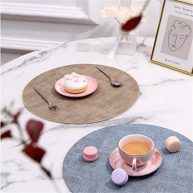Double Sided Texture Leather Placemat Tableware Pad Oil Water Heat Insulation Non-Slip Tablemat for Kitchen Washable(Black)