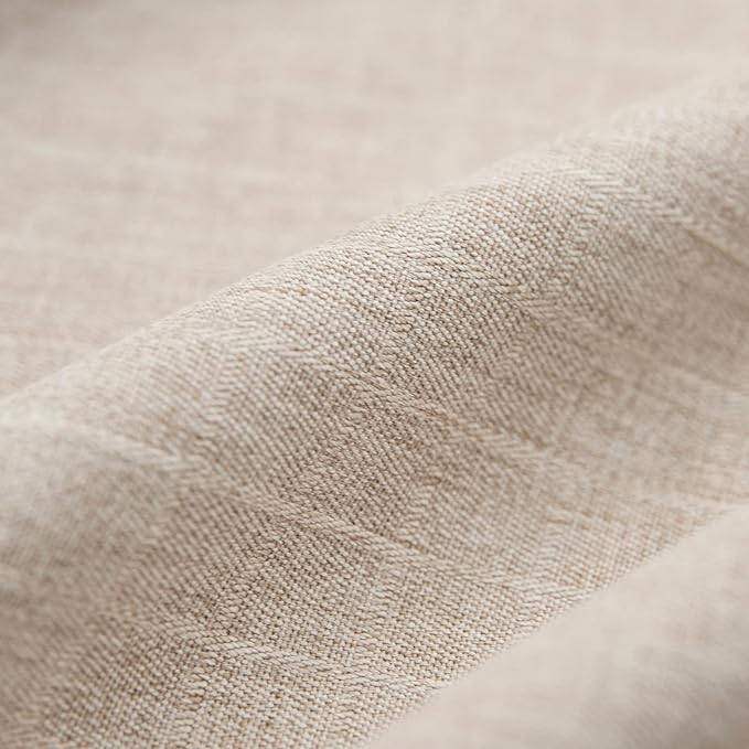 Textured Tablecloth Linen-Look Rustic Burlap Stlye Washable Solid Heavy Weight Lace Trim Fabric Table Cloth,Table Cover for Kitchen Dinning Tabletop Decoration 108 in Round Beige