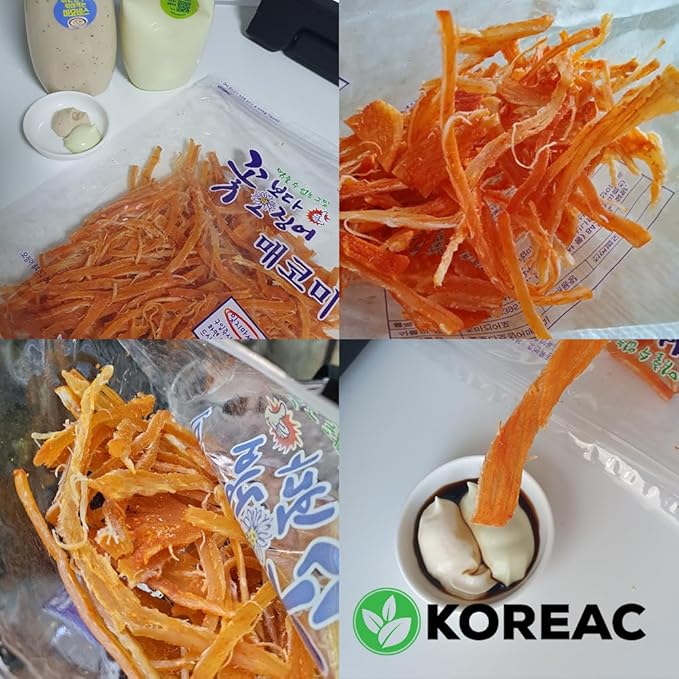 KOREAC_ Korea Seasoned Dried Squid Snack Squid Over Flower (Spicy) 200g 7oz 꽃보다 오징어 매코미
