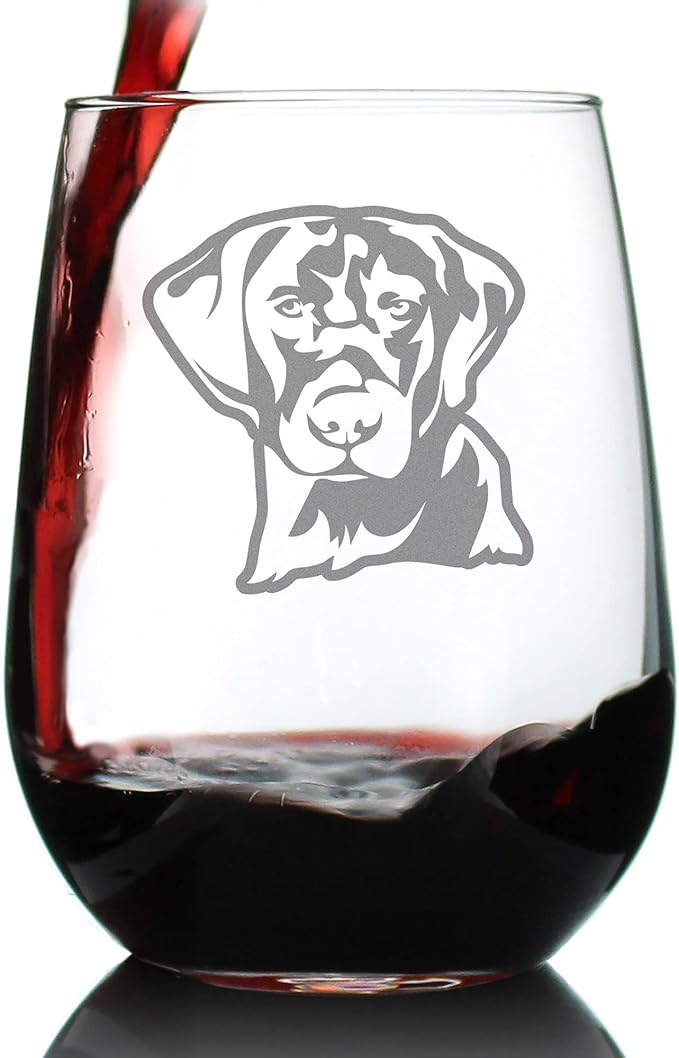 Bevvee Black Lab Face Stemless Wine Glass - Large Glasses - Cute Gifts for Dog Lovers with a Labrador Retriever
