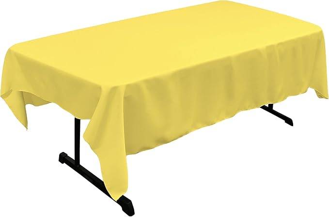 LA Linen Polyester Poplin Washable Rectangular Tablecloth, Stain and Wrinkle Resistant Table Cover 60x90, Fabric Table Cloth for Dinning, Kitchen, Party, Holiday 60 by 90-Inch, Yellow Light